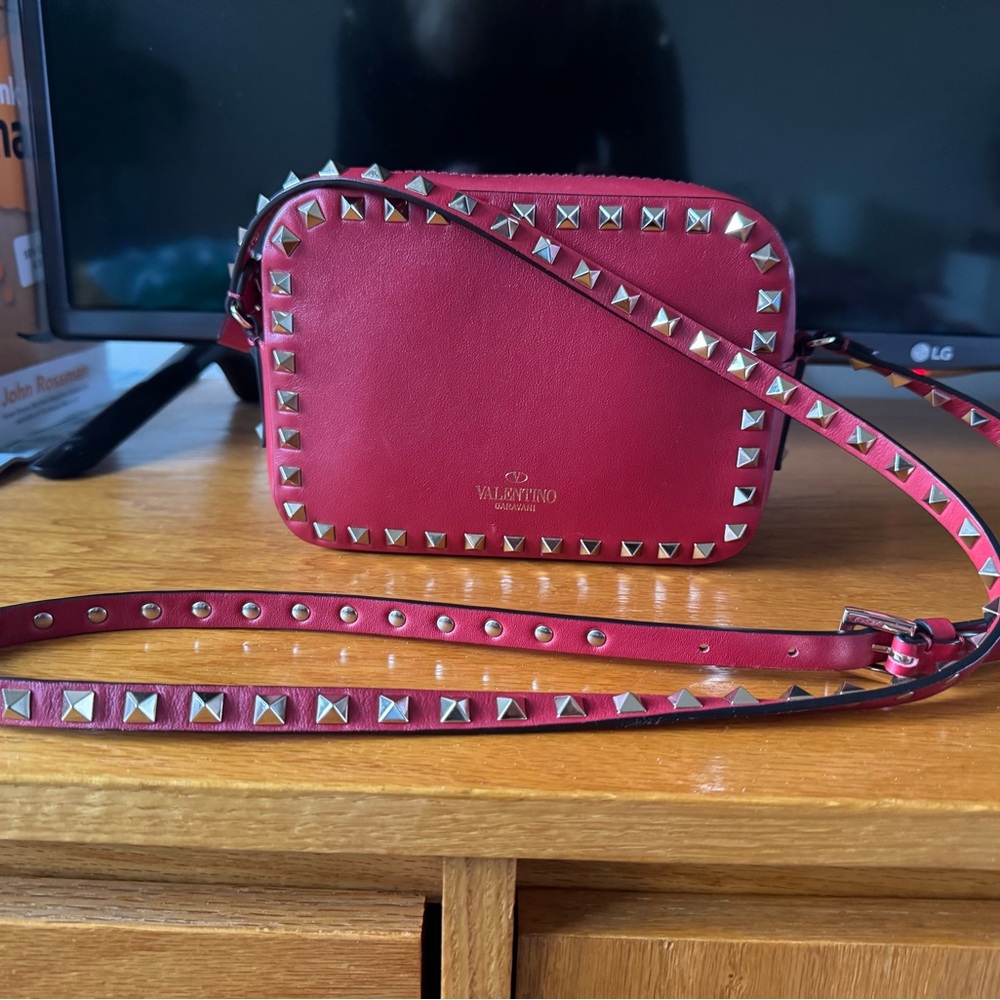 Valentino Red Rockstud Camera Women's Bag